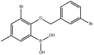 3-ブロモ-2-(3'-ブロモベンジルオキシ)-5-メチルフェニルボロン酸 化学構造式