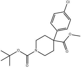 1-BOC-4-(4-CHLOROPHENYL)-4-PIPERIDINEDICARBOXYLIC ACID METHYL ESTER Structure