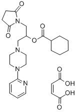 Cyclohexanecarboxylic acid, 1-((2,5-dioxo-1-pyrrolidinyl)methyl)-2-(4- (2-pyridinyl)-1-piperazinyl)ethyl ester, (Z)-2-butenedioate (1:1) 结构式