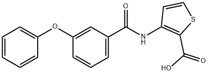 3-[(3-phenoxybenzoyl)amino]-2-thiophenecarboxylic acid 化学構造式