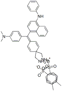 N-[4-[[4-(ジメチルアミノ)フェニル][4-(フェニルアミノ)ナフタレン-1-イル]メチレン]-2,5-シクロヘキサジエン-1-イリデン]-N-メチルメタンアミニウム・4-メチルベンゼンスルホナート 化学構造式