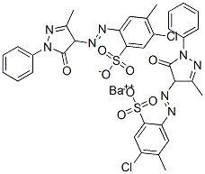 barium bis[5-chloro-2-[(4,5-dihydro-3-methyl-5-oxo-1-phenyl-1H-pyrazol-4-yl)azo]-p-toluenesulphonate] Structure