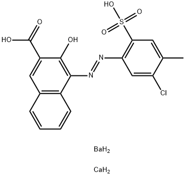 4-[(5-chloro-4-methyl-2-sulphophenyl)azo]-3-hydroxy-2-naphthoic acid, barium calcium salt Structure