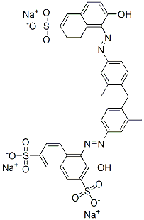 3-hydroxy-4-[[4-[[4-[(2-hydroxy-6-sulpho-1-naphthyl)azo]-o-tolyl]methyl]-m-tolyl]azo]naphthalene-2,7-disulphonic acid, sodium salt Structure
