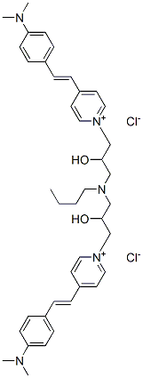 1,1'-[(butylimino)bis(2-hydroxypropane-1,3-diyl)]bis[4-[2-[4-(dimethylamino)phenyl]vinyl]pyridinium] dichloride Structure