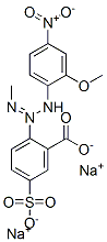 2-[3-(2-メトキシ-4-ニトロフェニル)-1-メチル-2-トリアゼニル]-5-スルホ安息香酸ジナトリウム 化学構造式