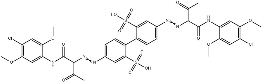 4,4'-bis[[1-[[(4-chloro-2,5-dimethoxyphenyl)amino]carbonyl]-2-oxopropyl]azo][1,1'-biphenyl]-2,2'-disulphonic acid Structure