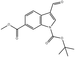 1-TERT-BUTYL 6-METHYL 3-FORMYL-1H-INDOLE-1,6-DICARBOXYLATE 化学構造式