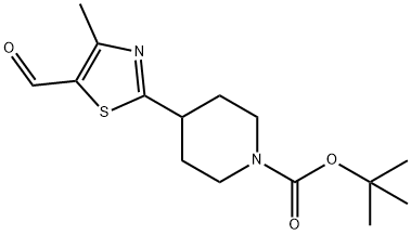 4-(5-醛基-4-甲基-1,3-噻吩-2-基)哌啶-1-甲酸叔丁基酯,850374-97-9,结构式