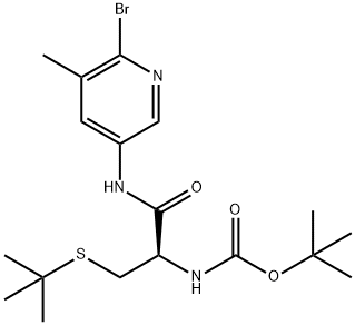 (R)-TERT-BUTYL 1-(6-BROMO-5-METHYLPYRIDIN-3-YLAMINO)-3-(TERT-BUTYLTHIO)-1-OXOPROPAN-2-YLCARBAMATE,850411-22-2,结构式