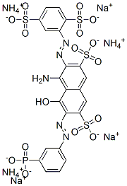 4-amino-3-[(2,5-disulphophenyl)azo]-5-hydroxy-6-[(3-phosphonophenyl)azo]naphthalene-2,7-disulphonic acid, ammonium sodium salt ,85068-61-7,结构式