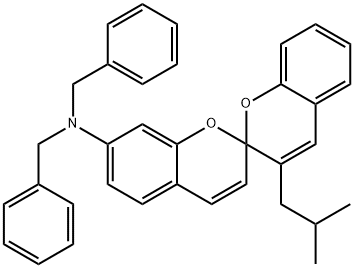 N,N-dibenzyl-3'-(2-methylpropyl)-2,2'-spirobi[2H-1-benzopyran]-7-amine Structure