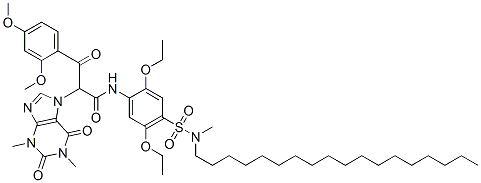 N-[2,5-diethoxy-4-[(methyloctadecylamino)sulphonyl]phenyl]-alpha-(2,4-dimethoxybenzoyl)-1,2,3,6-tetrahydro-1,3-dimethyl-2,6-dioxo-7H-purine-7-acetamide,85099-39-4,结构式