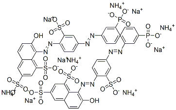 7-hydroxy-8-[[4-[(3-phosphonophenyl)azo]-2-sulphophenyl]azo]naphthalene-1,3-disulphonic acid, ammonium sodium salt  Structure