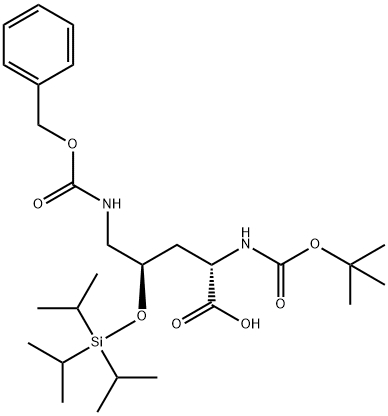 (2S,4R)-5-BENZYLOXYCARBONYLAMINO-2-TERT-BUTOXYCARBONYLAMINO-4-TRIISOPROPYLSILANYLOXY-PENTANOIC ACID Structure