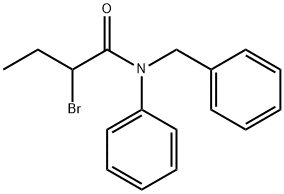 N-ベンジル-2-ブロモ-N-フェニルブタンアミド 化学構造式