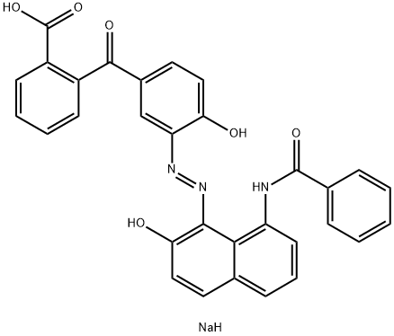 sodium 2-[3-[[8-(benzoylamino)-2-hydroxy-1-naphthyl]azo]-4-hydroxybenzoyl]benzoate Struktur