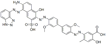 5-[[4'-[[6-amino-5-(1H-benzotriazol-4-ylazo)-1-hydroxy-3-sulpho-2-naphthyl]azo]-3,3'-dimethoxy[1,1'-biphenyl]-4-yl]azo]-2-hydroxy-4-methylbenzoic acid 结构式