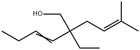 2-エチル-2-(3-メチル-2-ブテニル)-3-ヘキセン-1-オール 化学構造式