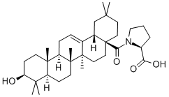 N-[(3beta)-3-Hydroxy-28-oxoolean-12-en-28-yl]-L-proline Struktur