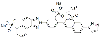 trisodium 2-[3-sulphonato-4-[2-[2-sulphonato-4-(1H-1,2,3-triazol-1-yl)phenyl]vinyl]phenyl]-2H-naphtho[1,2-d]triazole-6-sulphonate 结构式