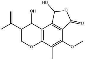 1,7,8,9-Tetrahydro-1,9-dihydroxy-4-methoxy-5-methyl-8-(1-methylethenyl)-3H-furo[3,4-f][1]benzopyran-3-one 结构式