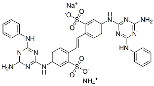ammonium sodium 4,4'-bis[[4-amino-6-anilino-1,3,5-triazin-2-yl]amino]stilbene-2,2'-disulphonate 结构式