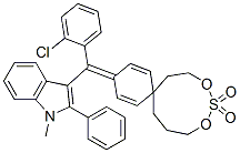 N-[4-[(2-クロロフェニル)(1-メチル-2-フェニル-1H-インドール-3-イル)メチレン]-2,5-シクロヘキサジエン-1-イリデン]-N-エチルエタンアミニウム・メチルスルファート 化学構造式