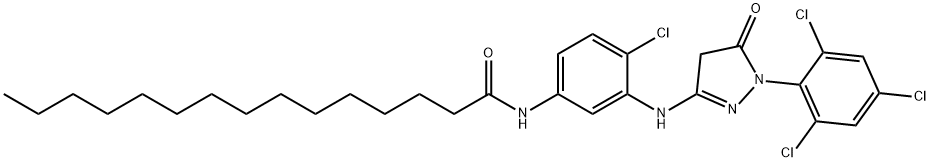 N-[4-chloro-3-[[4,5-dihydro-5-oxo-1-(2,4,6-trichlorophenyl)-1H-pyrazol-3-yl]amino]phenyl]pentadecanamide Struktur