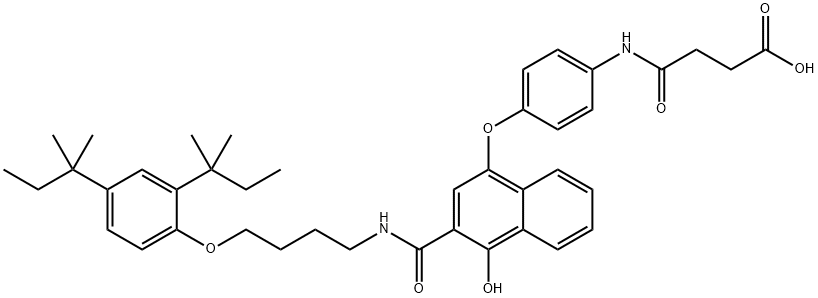 3-[N-[4-[3-[N-[4-(2,4-Di-tert-pentylphenoxy)butyl]carbamoyl]-4-hydroxy-1-naphtyloxy]phenyl]carbamoyl]propionic acid,85212-79-9,结构式