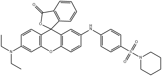 1-[[4-[[6'-(diethylamino)-3-oxospiro[isobenzofuran-1(3H),9'-[9H]xanthen]-2'-yl]amino]phenyl]sulphonyl]piperidine Struktur