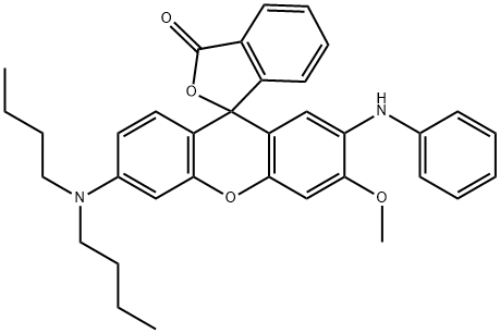 2'-anilino-6'-(dibutylamino)-3'-methoxyspiro[isobenzofuran-1(3H),9'-[9H]xanthene]-3-one,85223-20-7,结构式
