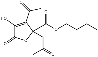 butyl 3-acetyl-2,5-dihydro-4-hydroxy-5-oxo-2-(2-oxopropyl)furoate Struktur