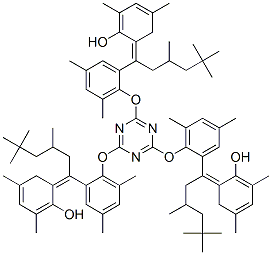 2,2',2''-[1,3,5-triazine-2,4,6-triyltris[oxy(3,5-dimethyl-2,1-phenylene)(3,5,5-trimethylhexylidene)]]tris[4,6-xylenol] 结构式