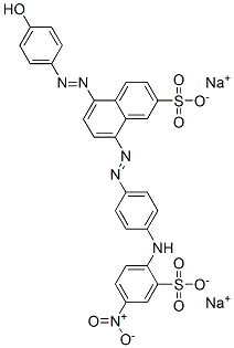 disodium 5-[(4-hydroxyphenyl)azo]-8-[[4-[(4-nitro-2-sulphonatophenyl)amino]phenyl]azo]naphthalene-2-sulphonate Structure