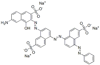 8-[(7-amino-1-hydroxy-3-sulpho-2-naphthyl)azo]-5-[[4-(phenylazo)-6-sulpho-1-naphthyl]azo]naphthalene-2-sulphonic acid, sodium salt 结构式