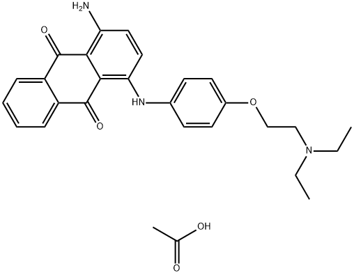 1-アミノ-4-[[4-[2-(ジエチルアミノ)エトキシ]フェニル]アミノ]-9,10-アントラセンジオン・酢酸 化学構造式