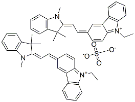 bis[3-[(1,3-dihydro-1,3,3-trimethyl-2H-indol-2-ylidene)ethylidene]-9-ethyl-3H-carbazolium] sulphate 结构式