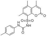 4,5,7-Trimethyl-N-(((4-methylphenyl)amino)carbonyl)-2-oxo-2H-1-benzopy ran-8-sulfonamide 化学構造式