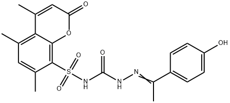 3-[1-(4-oxo-1-cyclohexa-2,5-dienylidene)ethylamino]-1-(4,5,7-trimethyl -2-oxo-chromen-8-yl)sulfonyl-urea Structure