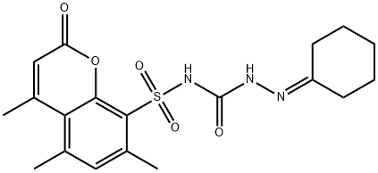 3-(cyclohexylideneamino)-1-(4,5,7-trimethyl-2-oxo-chromen-8-yl)sulfony l-urea,85302-48-3,结构式