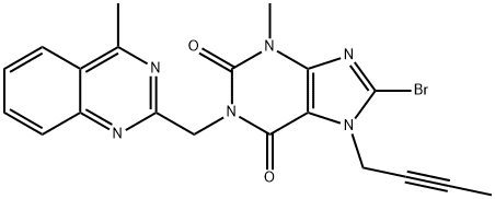 8-ブロモ-7-(ブト-2-イン-1-イル)-3-メチル-1-((4-メチルキン-Aゾリン-2-イル)メチル)-1H-プリン-2,6(3H,7H)-ジオン 化学構造式