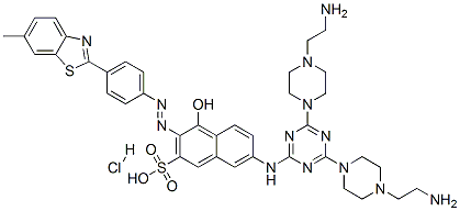 85305-17-5 7-[[4,6-bis[4-(2-aminoethyl)-1-piperazinyl]-1,3,5-triazin-2-yl]amino]-4-hydroxy-3-[[4-(6-methylbenzothiazol-2-yl)phenyl]azo]naphthalene-2-sulphonic acid hydrochloride