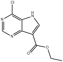 4-氯-5氢-吡咯并[3,2-D]嘧啶-7-甲酸乙酯, 853058-42-1, 结构式