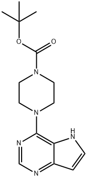 tert-Butyl 4-(5H-pyrrolo[3,2-d]pyrimidin-4-yl)piperazine-1-carboxylate 化学構造式