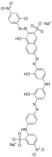 disodium 3-[(2-chloro-4-nitrophenyl)azo]-4-hydroxy-7-[[2-hydroxy-4-[[3-hydroxy-4-[[4-[(4-nitro-2-sulphonatophenyl)amino]phenyl]azo]phenyl]amino]phenyl]azo]naphthalene-2-sulphonate Structure