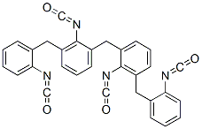 1,1'-メチレンビス[2-イソシアナト-3-[(2-イソシアナトフェニル)メチル]ベンゼン] 化学構造式