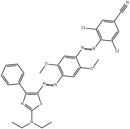 3,5-dichloro-4-[[4-[[2-(diethylamino)-4-phenylthiazol-5-yl]azo]-2,5-dimethoxyphenyl]azo]benzonitrile 结构式