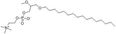 O-[[[(R)-3-(ヘキサデシルオキシ)-2-メトキシプロピル]オキシ]オキシラトホスフィニル]コリン 化学構造式