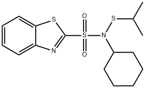 N-シクロヘキシル-N-(イソプロピルチオ)-2-ベンゾチアゾールスルホンアミド 化学構造式